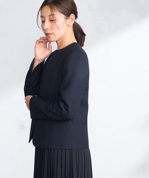 GALLORIA（ギャローリア）の「キーネックジャケット（その他アウター・レディース・ライトベージュ/ネイビー・S/M/LL/L）」の5枚目の写真