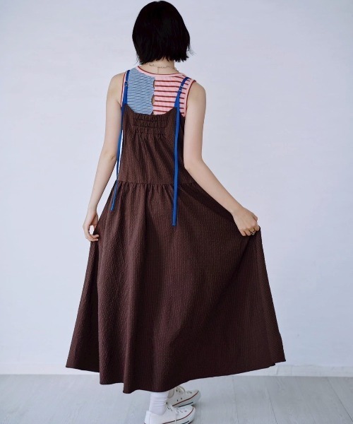 Paradise Picnic（パラダイスピクニック）の「HCAE カラーストラップドレス（ワンピース・レディース・グレー/ブラウン・FREE）」の6枚目の写真