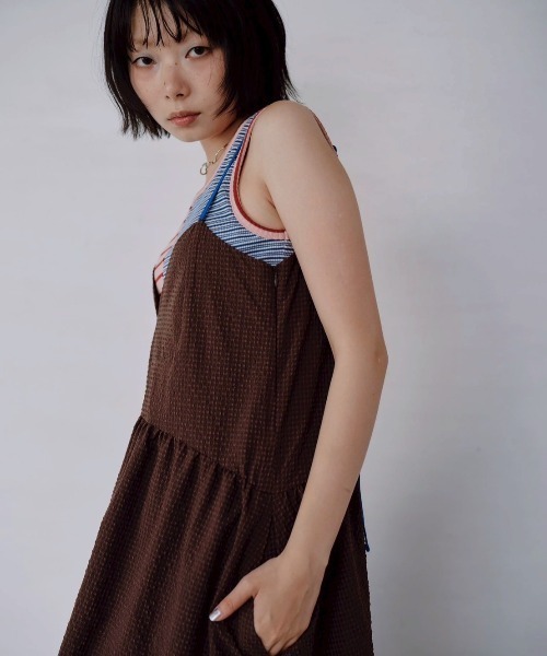 Paradise Picnic（パラダイスピクニック）の「HCAE カラーストラップドレス（ワンピース・レディース・グレー/ブラウン・FREE）」の8枚目の写真