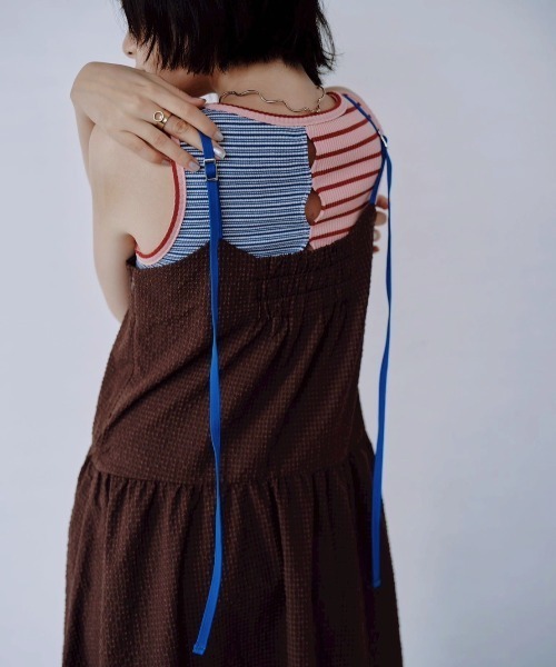 Paradise Picnic（パラダイスピクニック）の「HCAE カラーストラップドレス（ワンピース・レディース・グレー/ブラウン・FREE）」の9枚目の写真