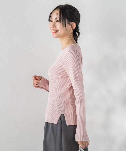 Droite lautreamont(ドロワットロートレアモン)の「配色RIBニット≪手洗い可能≫(ニット/セーター・レディース・オフホワイト/ネイビー/ブラウン/ピンク・M)」の9枚目の写真