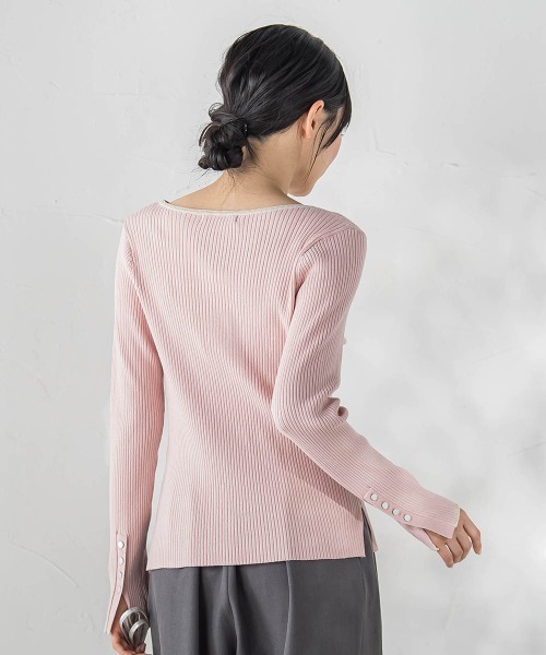 Droite lautreamont(ドロワットロートレアモン)の「配色RIBニット≪手洗い可能≫(ニット/セーター・レディース・オフホワイト/ネイビー/ブラウン/ピンク・M)」の10枚目の写真