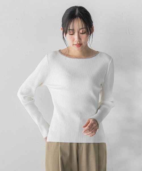 Droite lautreamont(ドロワットロートレアモン)の「配色RIBニット≪手洗い可能≫(ニット/セーター・レディース・オフホワイト/ネイビー/ブラウン/ピンク・M)」の17枚目の写真