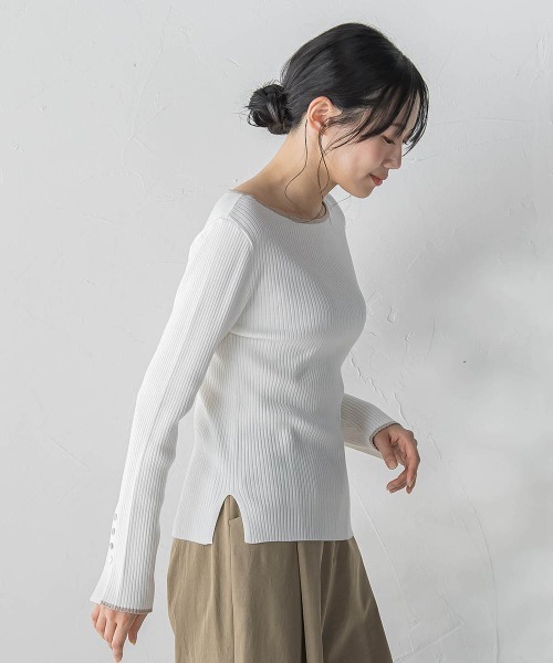 Droite lautreamont(ドロワットロートレアモン)の「配色RIBニット≪手洗い可能≫(ニット/セーター・レディース・オフホワイト/ネイビー/ブラウン/ピンク・M)」の19枚目の写真