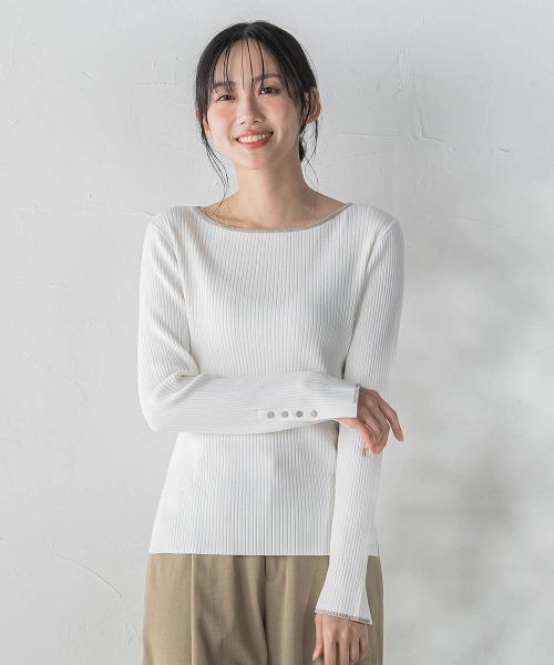 Droite lautreamont(ドロワットロートレアモン)の「配色RIBニット≪手洗い可能≫(ニット/セーター・レディース・オフホワイト/ネイビー/ブラウン/ピンク・M)」の18枚目の写真