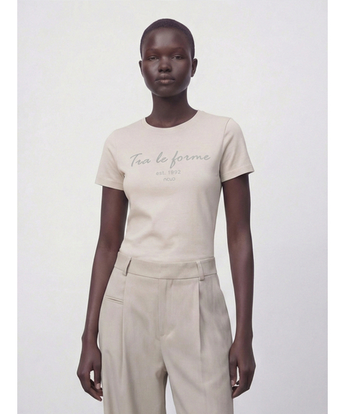 ACUD(アクド)の「Slogan Half Sleeve T-shirt _Oatmeal(Tシャツ/カットソー・レディース・オートミール・SMALL/MEDIUM/LARGE)」の1枚目の写真