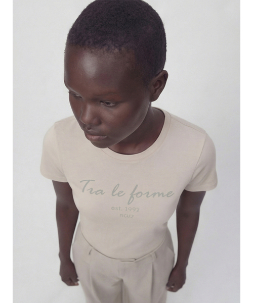 ACUD(アクド)の「Slogan Half Sleeve T-shirt _Oatmeal(Tシャツ/カットソー・レディース・オートミール・SMALL/MEDIUM/LARGE)」の2枚目の写真