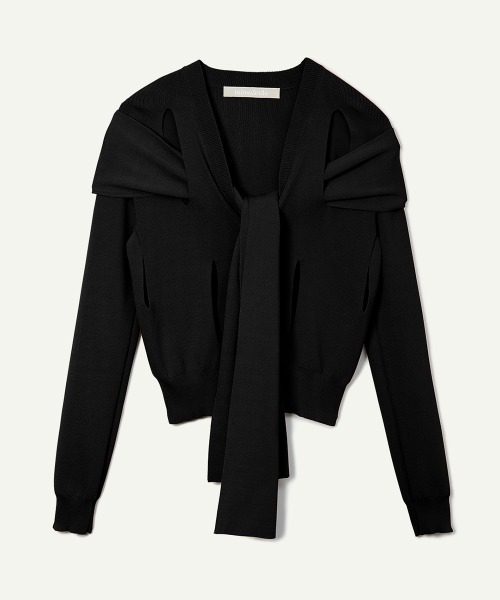 leinwande（ラインヴァンド）の「【leinwande】26SS新作 Ribbon Tie Dry-touch Cardigan（カーディガン/ボレロ・レディース・ブラウン/グレー/ブラック・ONE SIZE）」の5枚目の写真