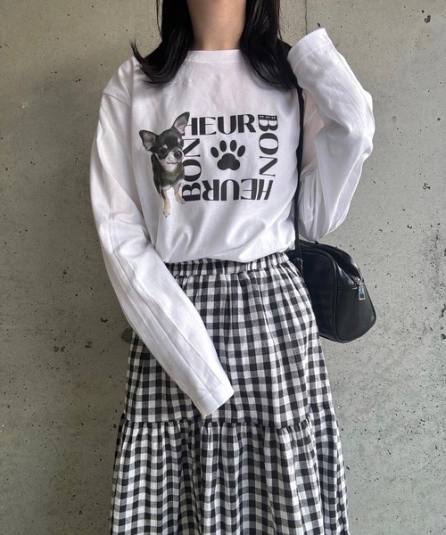etta(エタ)の「アニマルモチーフロンT/長袖Tシャツ(Tシャツ/カットソー・レディース・ホワイト・MEDIUM)」の1枚目の写真