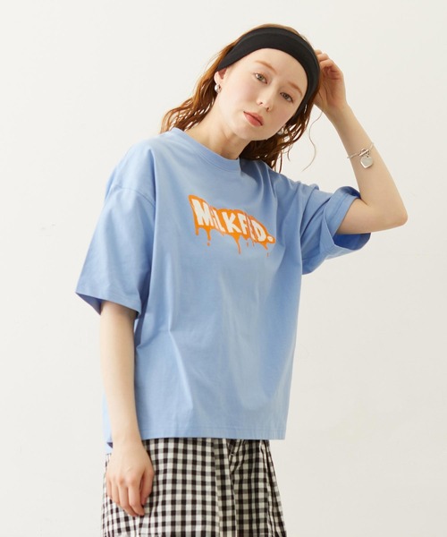 MILKFED.(ミルクフェド)の「【3サイズ展開/低身長サイズ】MELT MILKFED. WIDE S/S TEE(Tシャツ/カットソー・レディース・ブラック/ライトブルー/ホワイト・S/M/L)」の1枚目の写真