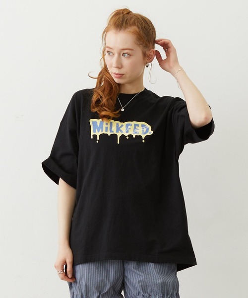MILKFED.(ミルクフェド)の「【3サイズ展開/低身長サイズ】MELT MILKFED. WIDE S/S TEE(Tシャツ/カットソー・レディース・ブラック/ライトブルー/ホワイト・S/M/L)」の3枚目の写真