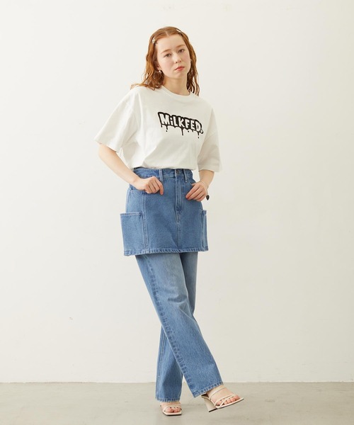 MILKFED.(ミルクフェド)の「【3サイズ展開/低身長サイズ】MELT MILKFED. WIDE S/S TEE(Tシャツ/カットソー・レディース・ブラック/ライトブルー/ホワイト・S/M/L)」の4枚目の写真