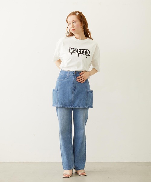 MILKFED.(ミルクフェド)の「【3サイズ展開/低身長サイズ】MELT MILKFED. WIDE S/S TEE(Tシャツ/カットソー・レディース・ブラック/ライトブルー/ホワイト・S/M/L)」の6枚目の写真