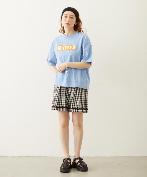 MILKFED.(ミルクフェド)の「【3サイズ展開/低身長サイズ】MELT MILKFED. WIDE S/S TEE(Tシャツ/カットソー・レディース・ブラック/ライトブルー/ホワイト・S/M/L)」の12枚目の写真