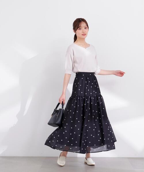 PROPORTION BODY DRESSING（プロポーションボディドレッシング）の「ドットプリントティアードスカート / 1216120402（スカート・レディース・ホワイト/ブラック・SMALL/P/S/MEDIUM）」の17枚目の写真