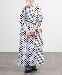 BARNDOOR（バーンドア）の「olet ihana ポルカドット切替OP 長袖（ワンピース）」