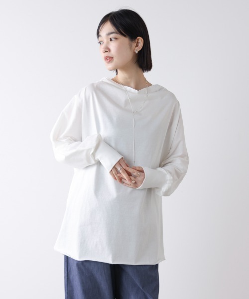 Bou Jeloud（ブージュルード）の「Ｗシルケットドルマンプルオーバー（Tシャツ/カットソー・レディース・ブラック/A/オフホワイト・FREE）」の2枚目の写真