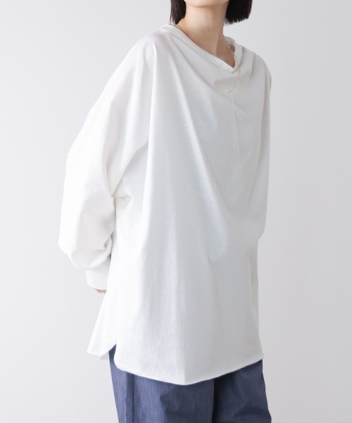 Bou Jeloud（ブージュルード）の「Ｗシルケットドルマンプルオーバー（Tシャツ/カットソー・レディース・ブラック/A/オフホワイト・FREE）」の7枚目の写真
