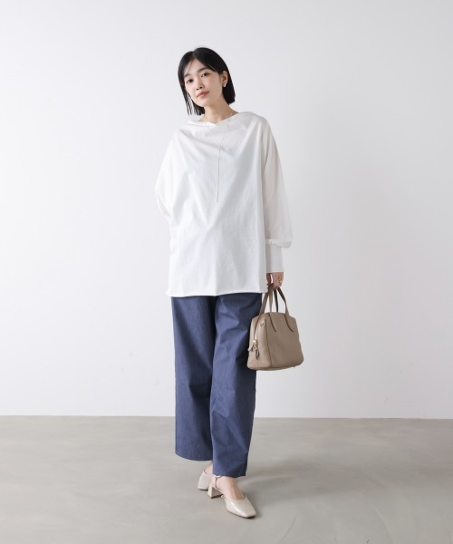 Bou Jeloud（ブージュルード）の「Ｗシルケットドルマンプルオーバー（Tシャツ/カットソー・レディース・ブラック/A/オフホワイト・FREE）」の6枚目の写真