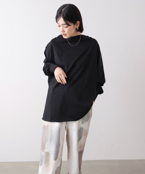 Bou Jeloud（ブージュルード）の「Ｗシルケットドルマンプルオーバー（Tシャツ/カットソー・レディース・ブラック/A/オフホワイト・FREE）」の16枚目の写真