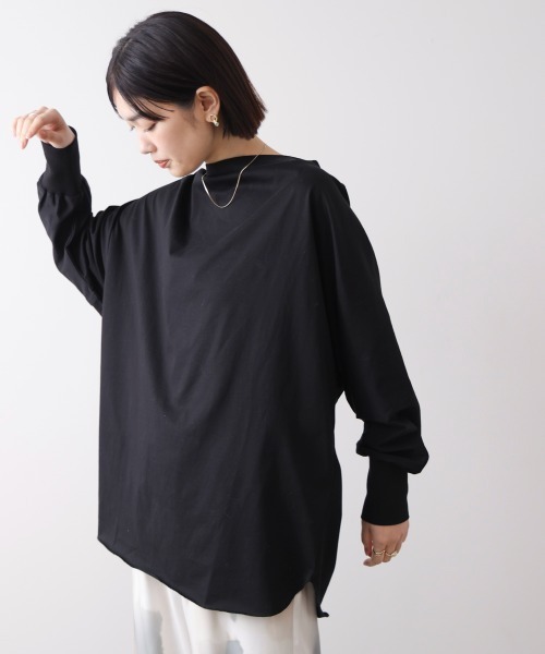 Bou Jeloud（ブージュルード）の「Ｗシルケットドルマンプルオーバー（Tシャツ/カットソー・レディース・ブラック/A/オフホワイト・FREE）」の10枚目の写真