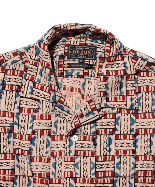 BEAMS PLUS(ビームスプラス)の「Open Collar Block Print ③(シャツ/ブラウス・メンズ・レッド/ブラック・MEDIUM/SMALL/LARGE/X-LARGE)」の12枚目の写真