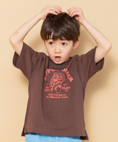 BRANSHES（ブランシェス）の「【WEB限定】ロゴグラフィック半袖Tシャツ（Tシャツ/カットソー・キッズ・マスタード/ピンク/ブラウン/グリーン・90/140/130/120/110/100/150）」の2枚目の写真