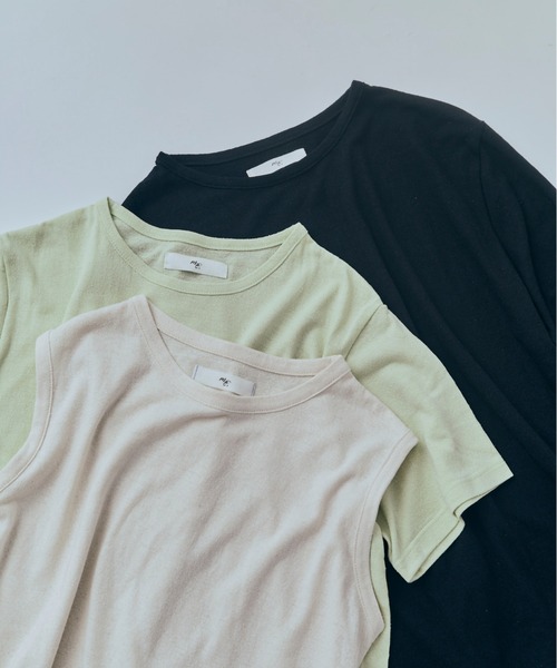 me.（ミードット）の「【 me. / ミードット 】washable silk jersey ロングTシャツ  me-25412  HPI（Tシャツ/カットソー・レディース・アイボリー/ブラック/ライム・FREE）」の3枚目の写真