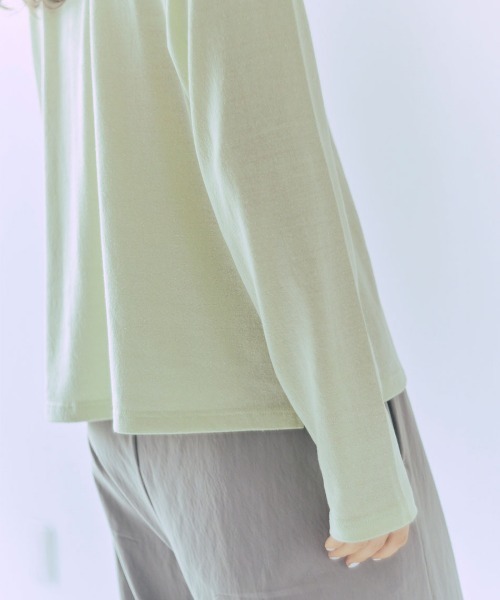 me.（ミードット）の「【 me. / ミードット 】washable silk jersey ロングTシャツ  me-25412  HPI（Tシャツ/カットソー・レディース・アイボリー/ブラック/ライム・FREE）」の5枚目の写真