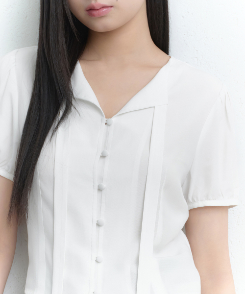 MUSINSA STANDARD WOMAN（ムシンサスタンダードウーマン）の「ウィメンズパフスリーブタイブラウス[ホワイト]（シャツ/ブラウス・レディース・その他・SMALL/MEDIUM/LARGE/X-SMALL）」の6枚目の写真
