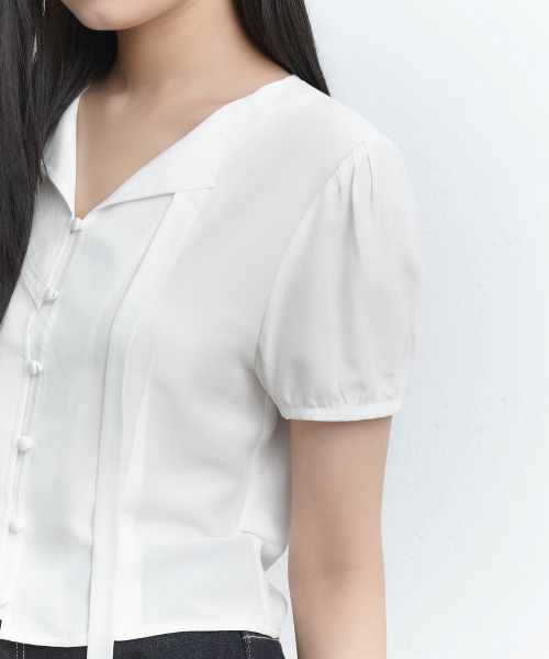 MUSINSA STANDARD WOMAN（ムシンサスタンダードウーマン）の「ウィメンズパフスリーブタイブラウス[ホワイト]（シャツ/ブラウス・レディース・その他・SMALL/MEDIUM/LARGE/X-SMALL）」の7枚目の写真