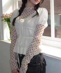 Achic（アシック）の「ドット柄ハイネックトップス（Tシャツ/カットソー）」