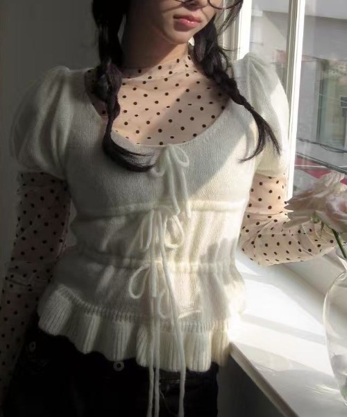 Achic（アシック）の「2点set ドット柄ハイネックトップス（Tシャツ/カットソー・レディース・ホワイト・M）」の11枚目の写真