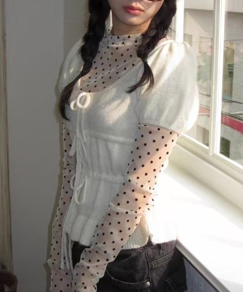 Achic（アシック）の「2点set ドット柄ハイネックトップス（Tシャツ/カットソー・レディース・ホワイト・M）」の14枚目の写真