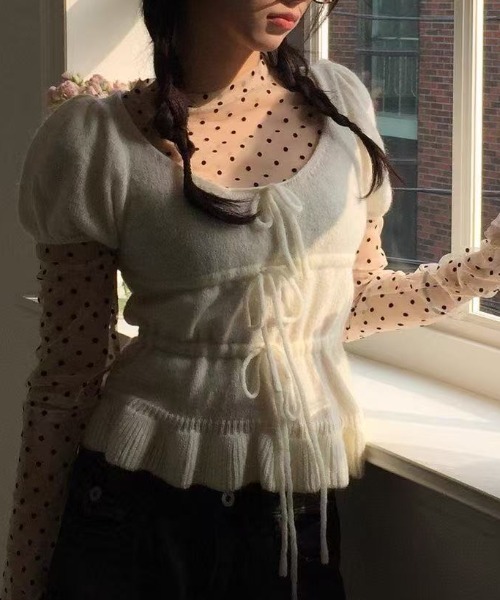 Achic（アシック）の「2点set ドット柄ハイネックトップス（Tシャツ/カットソー・レディース・ホワイト・M）」の17枚目の写真