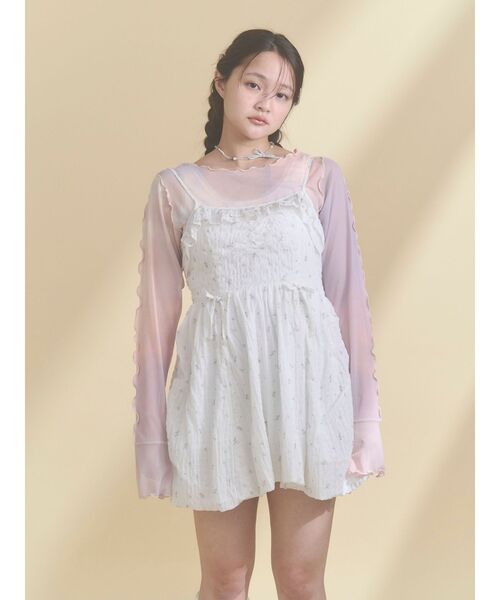 merry jenny（メリージェニー）の「sistars cami onepiece（ワンピース・レディース・ブルー/オフホワイト・FREE）」の6枚目の写真