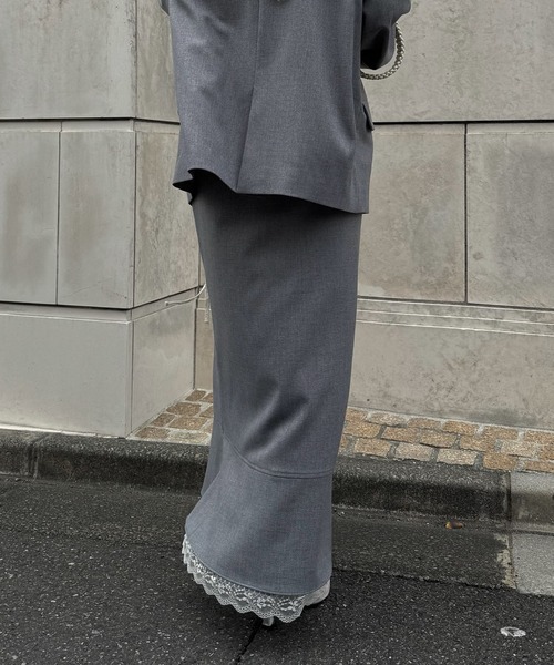 WILLFULLY(ウィルフリー)の「hem lace slit mermaid SK(スカート・レディース・グレー/モカ/ブラック・FREE)」の6枚目の写真