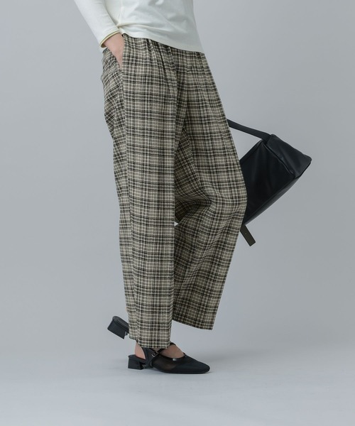 GLOBAL WORK(グローバルワーク)の「MATINEE LINE/リネンライク/ワイドパンツ/646633(その他パンツ・レディース・ブラウン系その他/チェック/ベージュ・LARGE/SMALL/MEDIUM)」の3枚目の写真