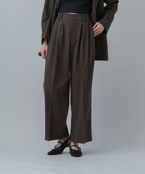 GLOBAL WORK(グローバルワーク)の「MATINEE LINE/リネンライク/ワイドパンツ/646633(その他パンツ・レディース・ブラウン系その他/チェック/ベージュ・LARGE/SMALL/MEDIUM)」の1枚目の写真