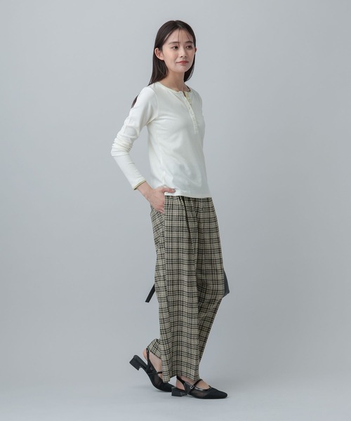 GLOBAL WORK(グローバルワーク)の「MATINEE LINE/リネンライク/ワイドパンツ/646633(その他パンツ・レディース・ブラウン系その他/チェック/ベージュ・LARGE/SMALL/MEDIUM)」の15枚目の写真
