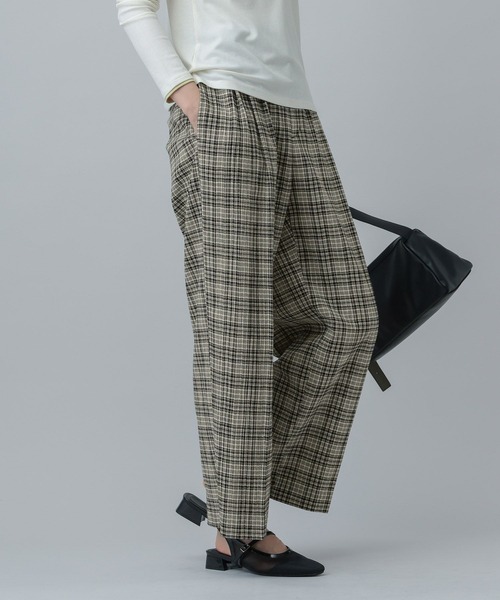GLOBAL WORK(グローバルワーク)の「MATINEE LINE/リネンライク/ワイドパンツ/646633(その他パンツ・レディース・ブラウン系その他/チェック/ベージュ・LARGE/SMALL/MEDIUM)」の18枚目の写真