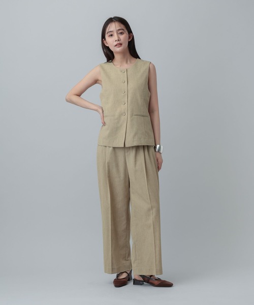 GLOBAL WORK(グローバルワーク)の「MATINEE LINE/リネンライク/ワイドパンツ/646633(その他パンツ・レディース・ブラウン系その他/チェック/ベージュ・LARGE/SMALL/MEDIUM)」の10枚目の写真