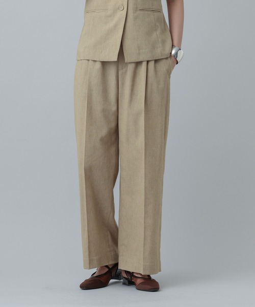 GLOBAL WORK(グローバルワーク)の「MATINEE LINE/リネンライク/ワイドパンツ/646633(その他パンツ・レディース・ブラウン系その他/チェック/ベージュ・LARGE/SMALL/MEDIUM)」の13枚目の写真