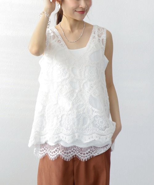 Jines（ジネス）の「刺繍2WAYタンク（ベスト・レディース・ブラック/ホワイト・38）」の2枚目の写真