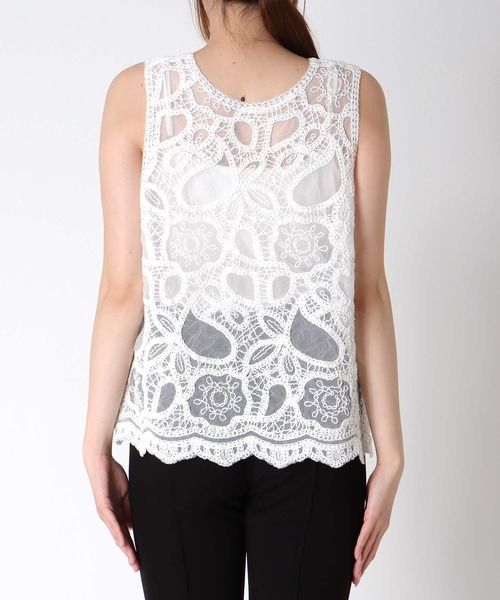 Jines（ジネス）の「刺繍2WAYタンク（ベスト・レディース・ブラック/ホワイト・38）」の6枚目の写真