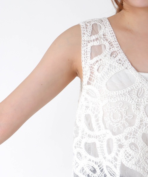 Jines（ジネス）の「刺繍2WAYタンク（ベスト・レディース・ブラック/ホワイト・38）」の8枚目の写真