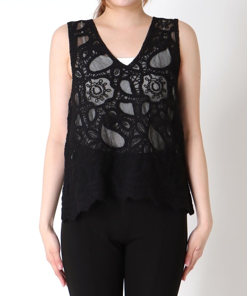 Jines（ジネス）の「刺繍2WAYタンク（ベスト・レディース・ブラック/ホワイト・38）」の11枚目の写真