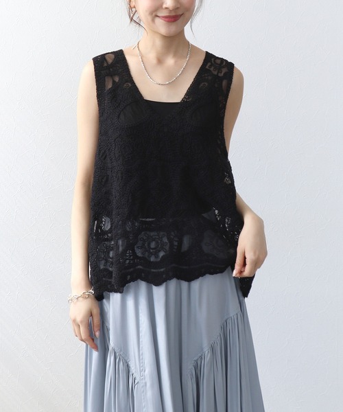 Jines（ジネス）の「刺繍2WAYタンク（ベスト・レディース・ブラック/ホワイト・38）」の16枚目の写真