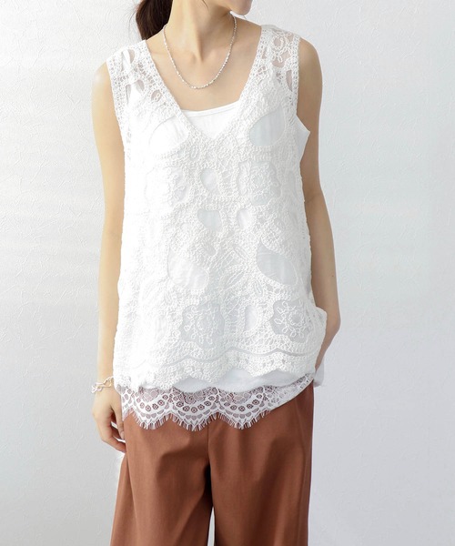 Jines（ジネス）の「刺繍2WAYタンク（ベスト・レディース・ブラック/ホワイト・38）」の20枚目の写真