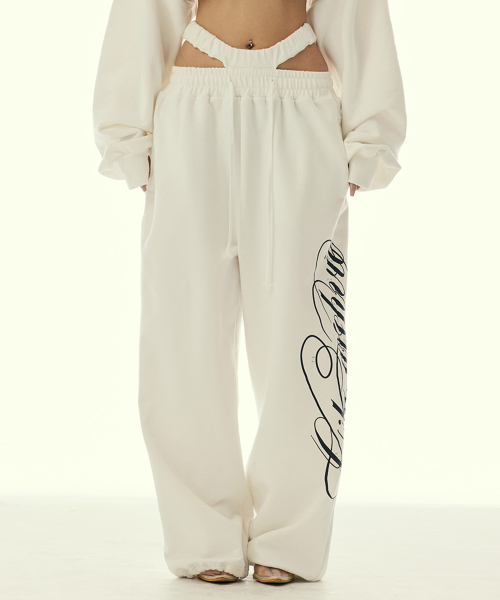 GILAARCHIVE（ギラアーカイブ）の「CUT-OUT DOUBLE WAIST SWEAT PANTS_WHITE（スウェットパンツ・レディース・その他・FREE）」の2枚目の写真